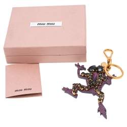 Miu Miu Purple Crystal Embedded Leather Key Chain/ Bag Charm