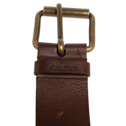 Miu Miu Brown Leather Waist Belt 90 CM