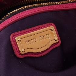 Miu Miu Pink Matelasse Patent Leather Oversize Pouch