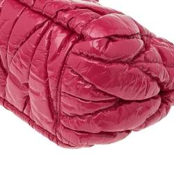 Miu Miu Pink Matelasse Patent Leather Oversize Pouch