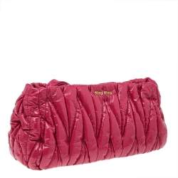 Miu Miu Pink Matelasse Patent Leather Oversize Pouch