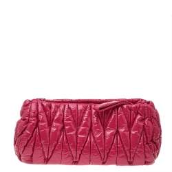 Miu Miu Pink Matelasse Patent Leather Oversize Pouch