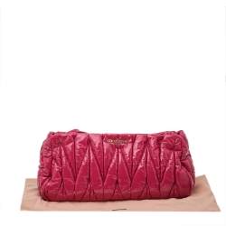Miu Miu Pink Matelasse Patent Leather Oversize Pouch