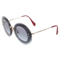 Miu Miu Grey Glitter Acetate SMU 10R Gradient Round Sungalsses