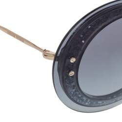 Miu Miu Grey Glitter Acetate SMU 10R Gradient Round Sungalsses