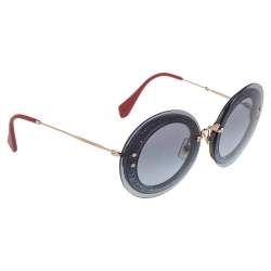 Miu Miu Grey Glitter Acetate SMU 10R Gradient Round Sungalsses