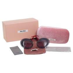 Miu Miu Grey Glitter Acetate SMU 10R Gradient Round Sungalsses