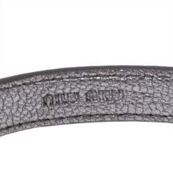 Miu Miu Silver Leather Gold Tone Wrap Bracelet
