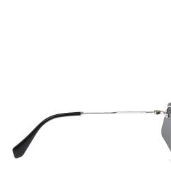 Miu Miu Grey Crystal Detail SMU59T Rimless Rectangle Sunglasses