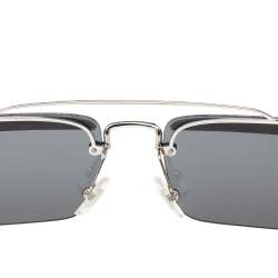Miu Miu Grey Crystal Detail SMU59T Rimless Rectangle Sunglasses