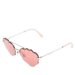 Miu Miu Silver Tone/Pink SMU57U Cloud Aviator Sunglasses