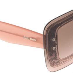 Miu Miu Glitter Detail/ Brown & Pink Gradient SMU01R Reveal Rimless Sunglasses