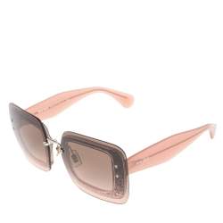 Miu Miu Glitter Detail/ Brown & Pink Gradient SMU01R Reveal Rimless Sunglasses