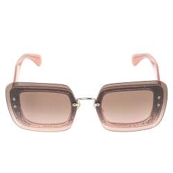 Miu Miu Glitter Detail/ Brown & Pink Gradient SMU01R Reveal Rimless Sunglasses