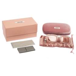 Miu Miu Pink Crystal Embellished/ Pink SMU09X Rectangle Sunglasses