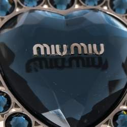 Miu Miu Gunmetal Tone Navy Blue Crystal Heart Key chain
