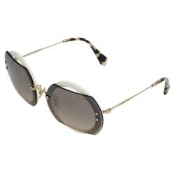 Miu Miu Ivory/Brown Gradient SMU 06SS Round Sunglasses