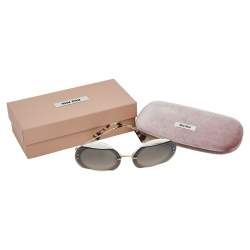 Miu Miu Ivory/Brown Gradient SMU 06SS Round Sunglasses