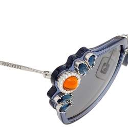 Miu Miu Blue / Grey SMU03S Embellished Square Sunglasses
