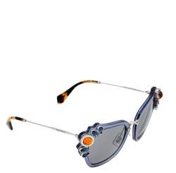 Miu Miu Blue / Grey SMU03S Embellished Square Sunglasses