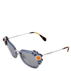 Miu Miu Blue / Grey SMU03S Embellished Square Sunglasses