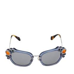 Miu Miu Blue / Grey SMU03S Embellished Square Sunglasses