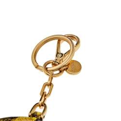 Miu Miu Yellow/black Snakeskin Embossed Leather Cosmetic Mirror