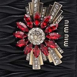 Miu Miu Black Matelasse Leather Flower Embellished iPhone 8 Plus Case