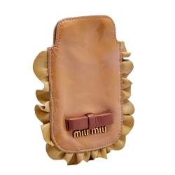 Miu Miu Beige Patent Leather Ruffle Phone Case