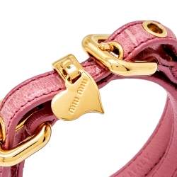 Miu Miu Pink Leather Detachable Strap Double Wrap Bracelet