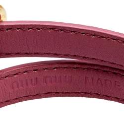 Miu Miu Pink Leather Detachable Strap Double Wrap Bracelet