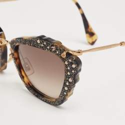 Miu Miu Tortoise SMU 04Q Embellished Cat Eye Sunglasses