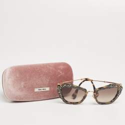 Miu Miu Tortoise SMU 04Q Embellished Cat Eye Sunglasses