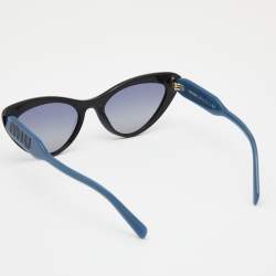 Pre Owned Miu Miu Black & Blue/Grey Gradient Studded SMU05T Cat-Eye Sunglasses
