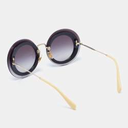 Miu Miu Gold Tone / Grey Gradient SMU 10R Round Sunglasses