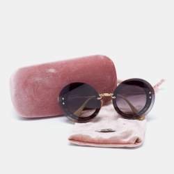 Miu Miu Gold Tone / Grey Gradient SMU 10R Round Sunglasses