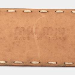 Miu Miu Brown Floral Embossed Leather Buckle Belt 80 CM