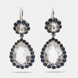 Miu Miu Crystals Silver Tone Drop Earrings 