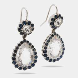 Miu Miu Crystals Silver Tone Drop Earrings 