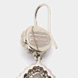 Miu Miu Crystals Silver Tone Drop Earrings 