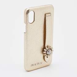 Miu Miu Gold Leather iPhone X / XS Cover Miu Miu | The Luxury Closet