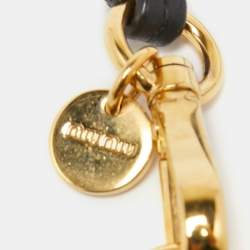 Miu Miu Black Matelassé Leather Lanyard ID Card Holder