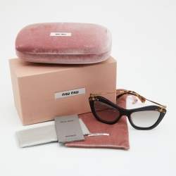 Miu Miu Brown/Grey SMU 03P Embellished Cat Eye Sunglasses