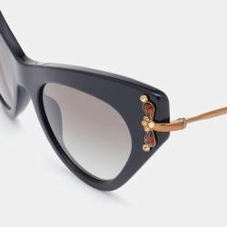 Pre Owned Miu Miu Black/Grey Gradient SMU 04P Embellished Cat-eye Sunglasses
