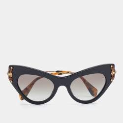 Pre Owned Miu Miu Black/Grey Gradient SMU 04P Embellished Cat-eye Sunglasses