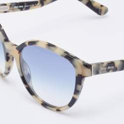 Pre Owned Miu Miu Beige Havana/ Blue Gradient SMU07N Round Sunglasses