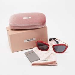 Miu Miu Red/Gold SMU 10N Cat Eye Sunglasses