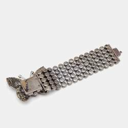 Miu Miu  Crystal Embellished Butterfly Gunmetal Tone Multi Strand Bracelet 