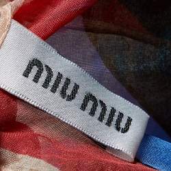 Miu Miu Light Pink Logo Printed Silk Scarf 