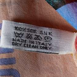 Miu Miu Light Pink Logo Printed Silk Scarf 